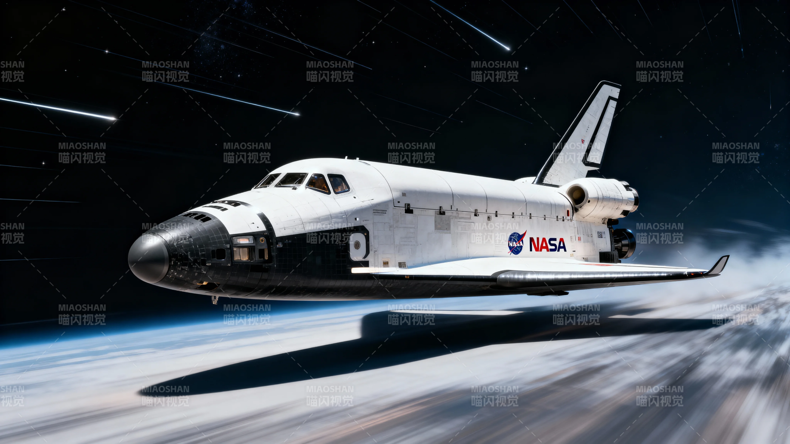 NASA航天飞机穿越星空图片