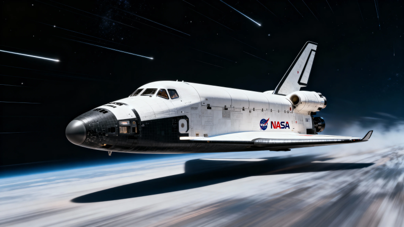 NASA航天飞机穿越星空图片