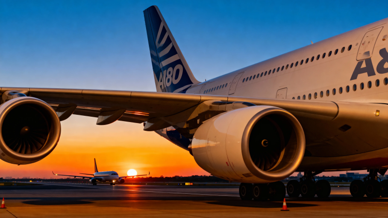 夕阳下的A静候起飞图片