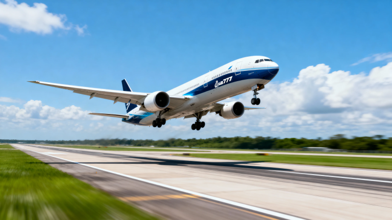 飞机起飞 蓝天白云伴行图片