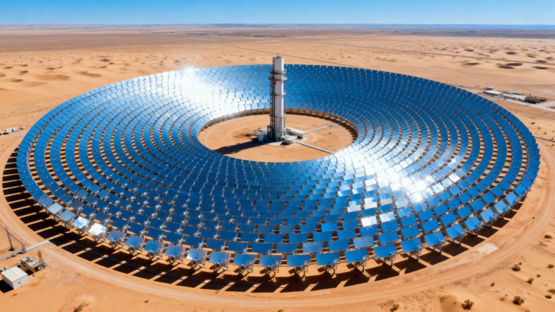 沙漠中的太阳能塔式电站图片