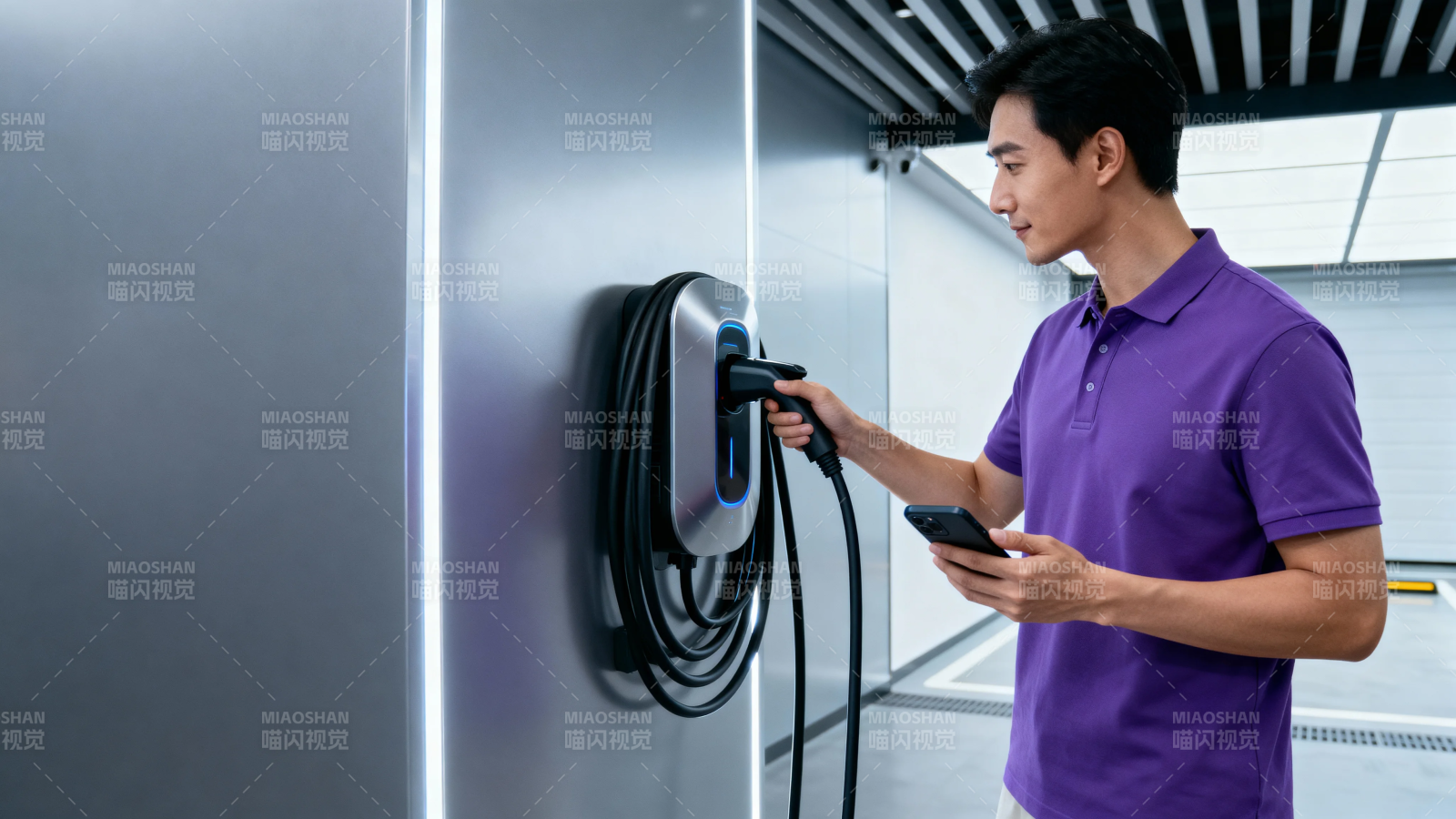 男子扫码充电 智能便捷出行图片