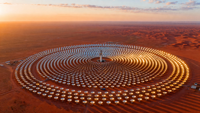 沙漠中的太阳能塔电站图片