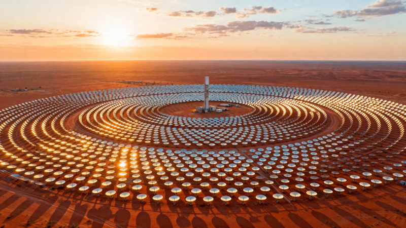 沙漠中的太阳能发电站图片