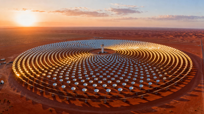 沙漠中的太阳能发电站图片