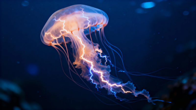 深海荧光水母舞图片