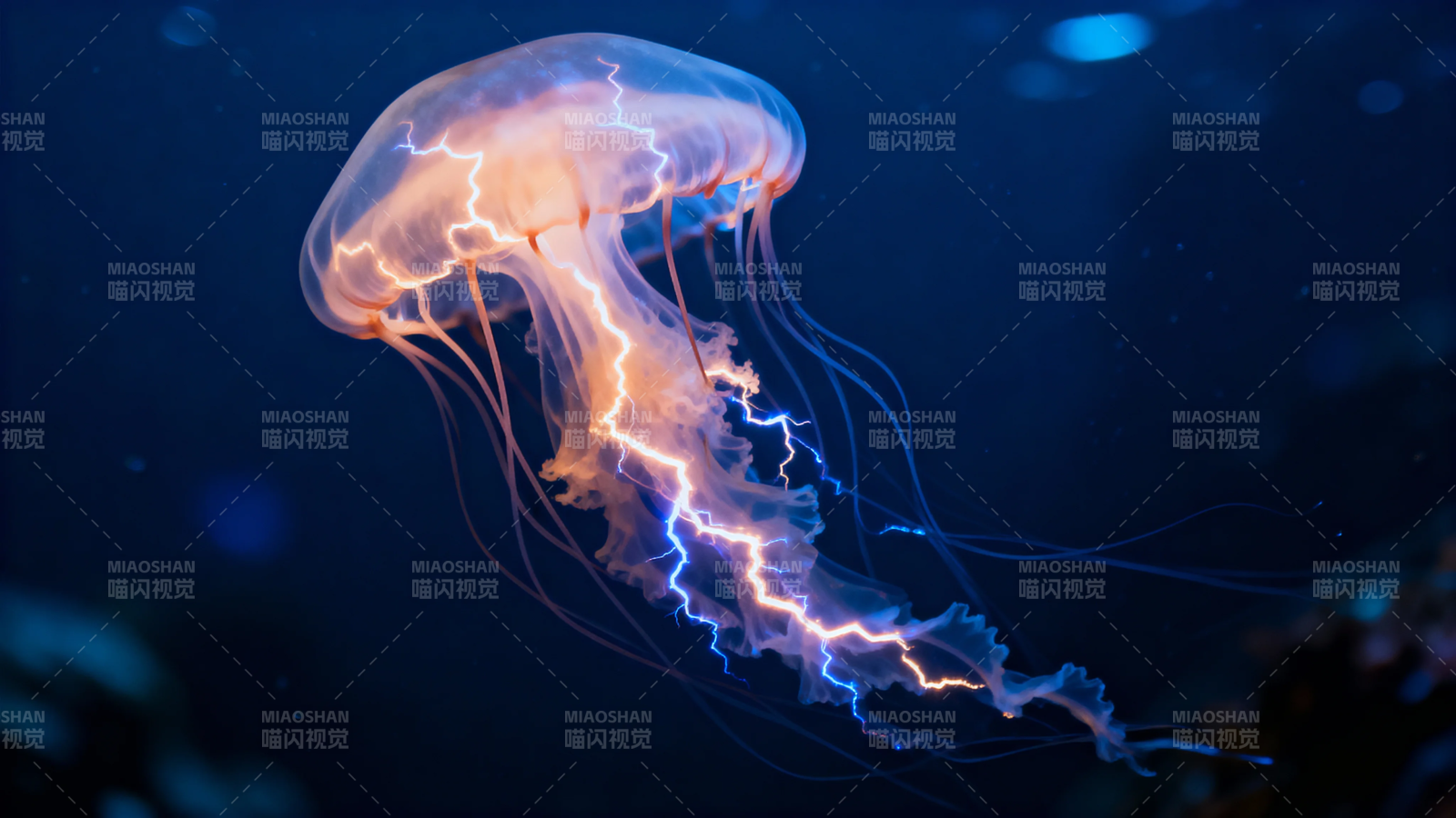 深海荧光水母舞图片