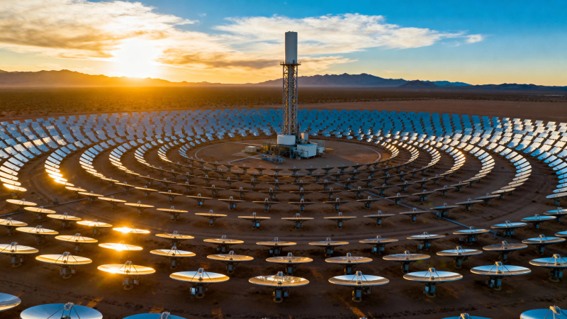 沙漠中的太阳能发电站图片