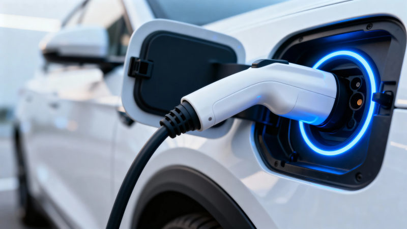 电动车充电中 蓝光环绕图片