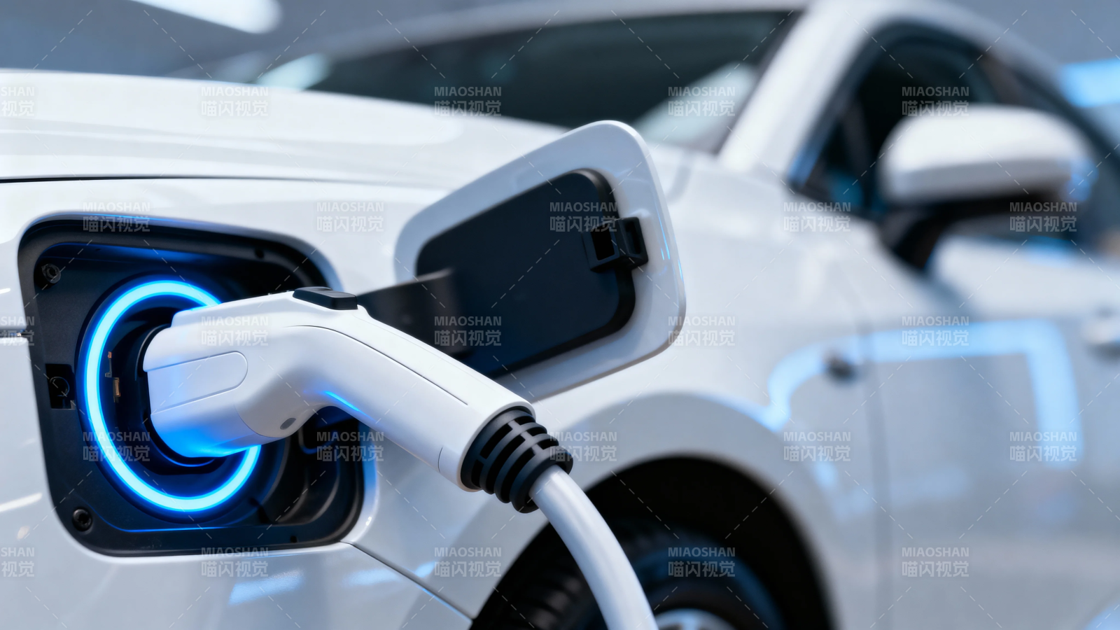 电动车充电中 蓝光环绕图片