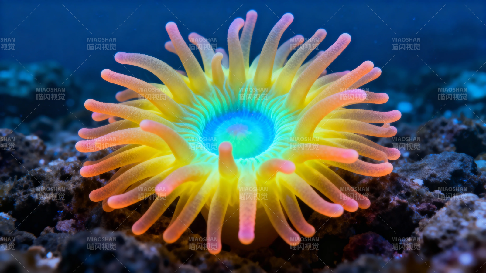 霓虹海葵 海底绽放的光之花图片