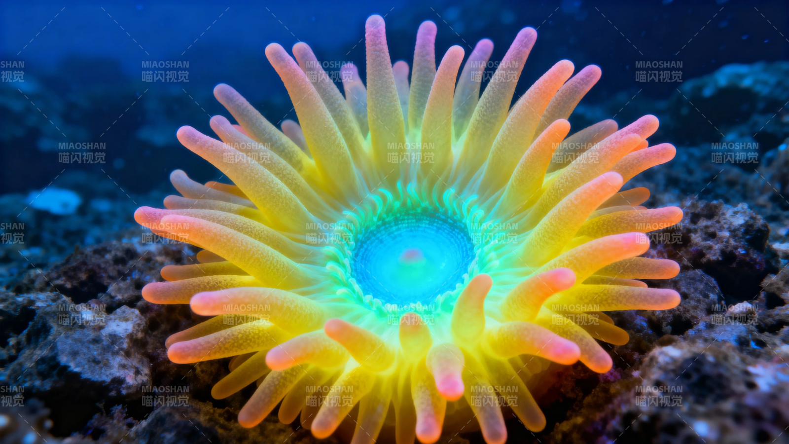 霓虹海葵 海底彩虹绽放图片