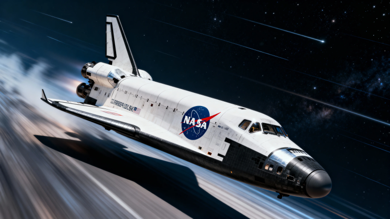 航天飞机穿越星空疾驰图片