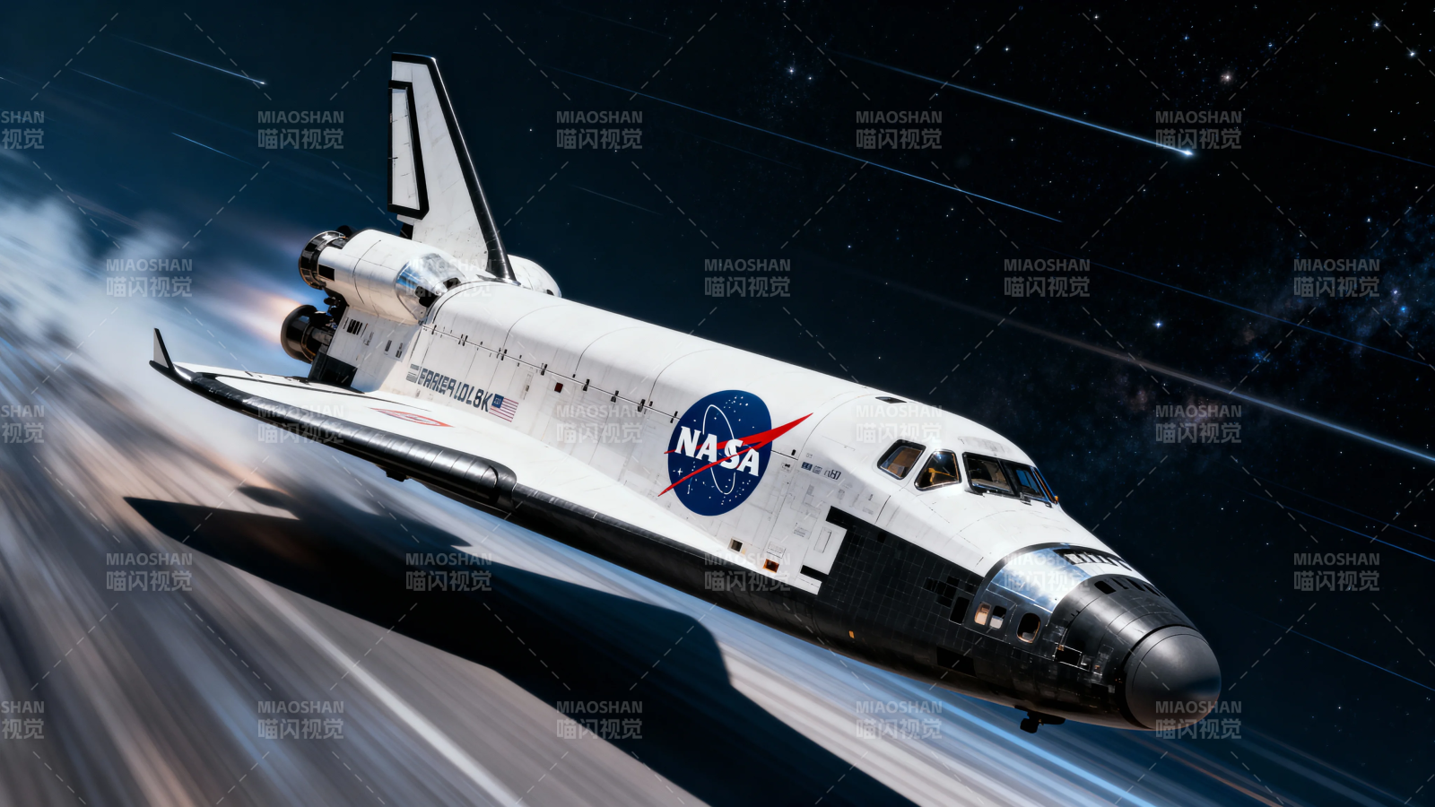 航天飞机穿越星空疾驰图片