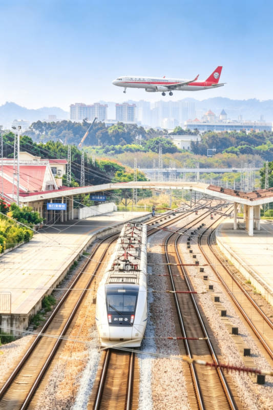 高铁飞机同框 立体交通网图片