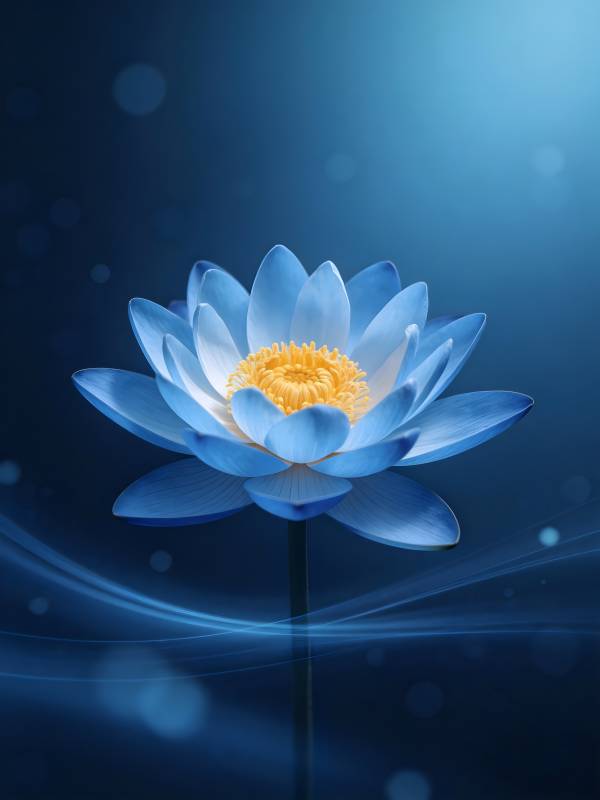 蓝莲静绽 光韵如梦图片