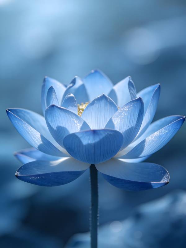 蓝莲静绽 水影朦胧图片