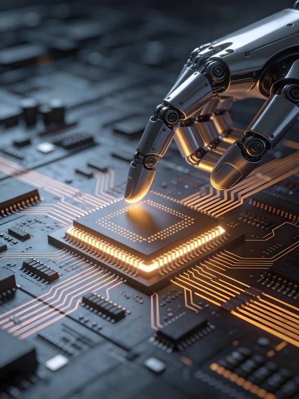 机械手触碰芯片 科技之光图片