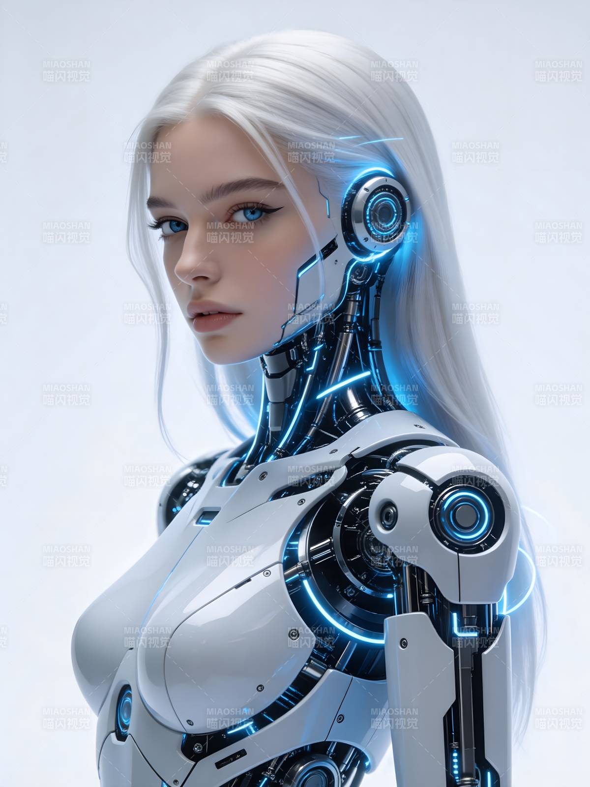 银发蓝瞳 未来女机器人图片