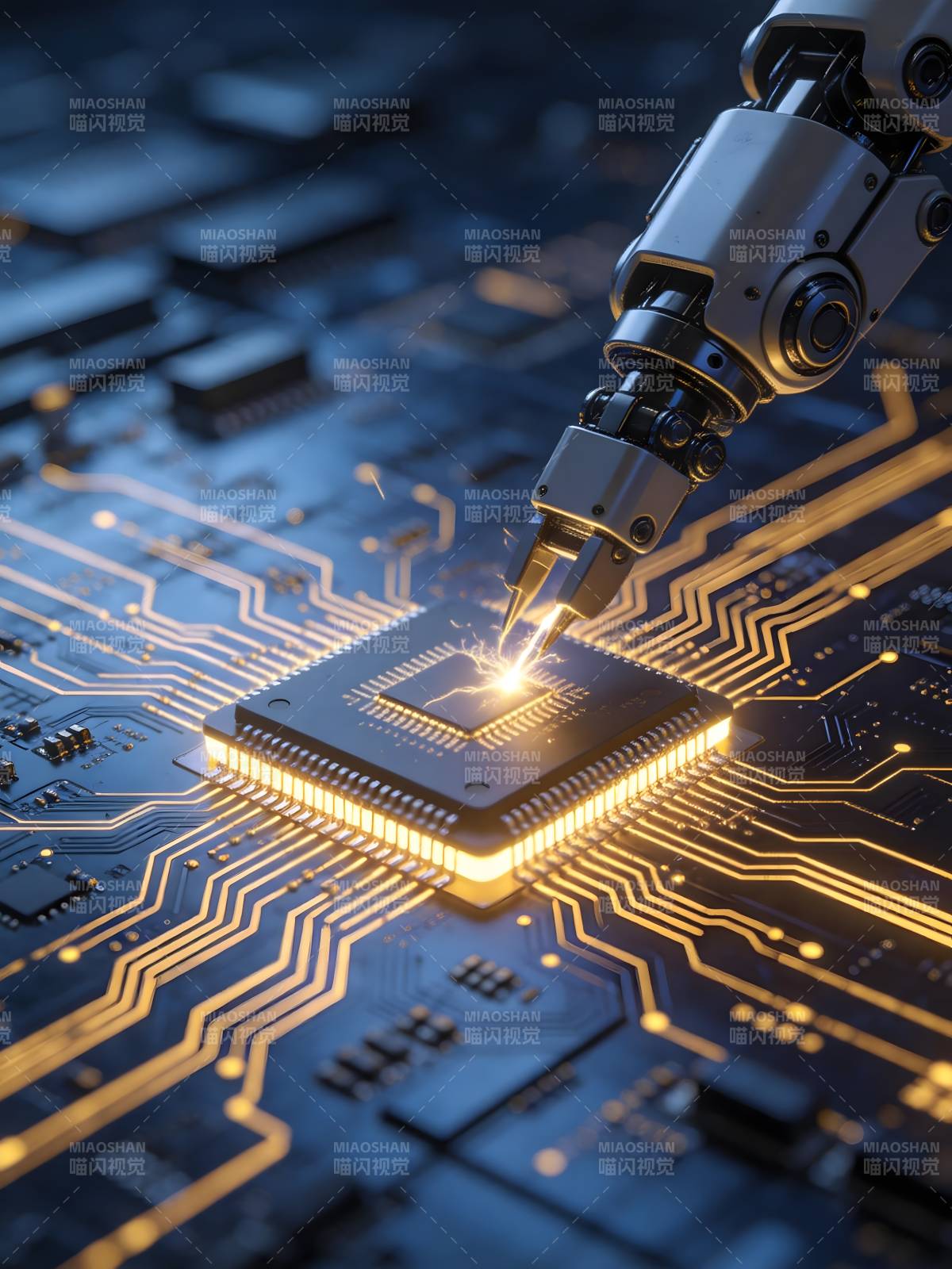 机械臂点亮芯片核心图片