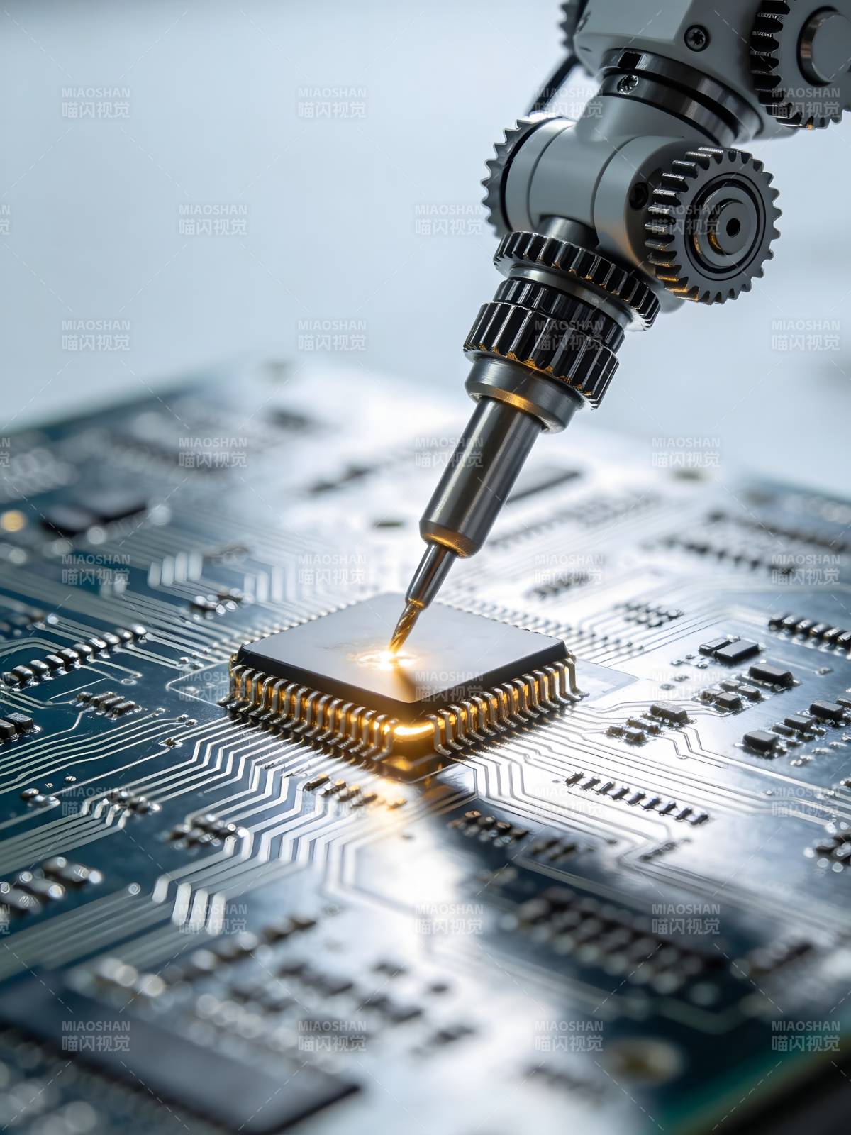 精密机械臂焊接芯片图片