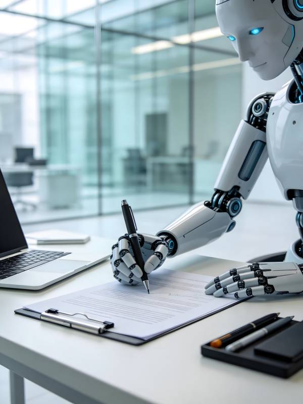 机器人办公签署文件图片