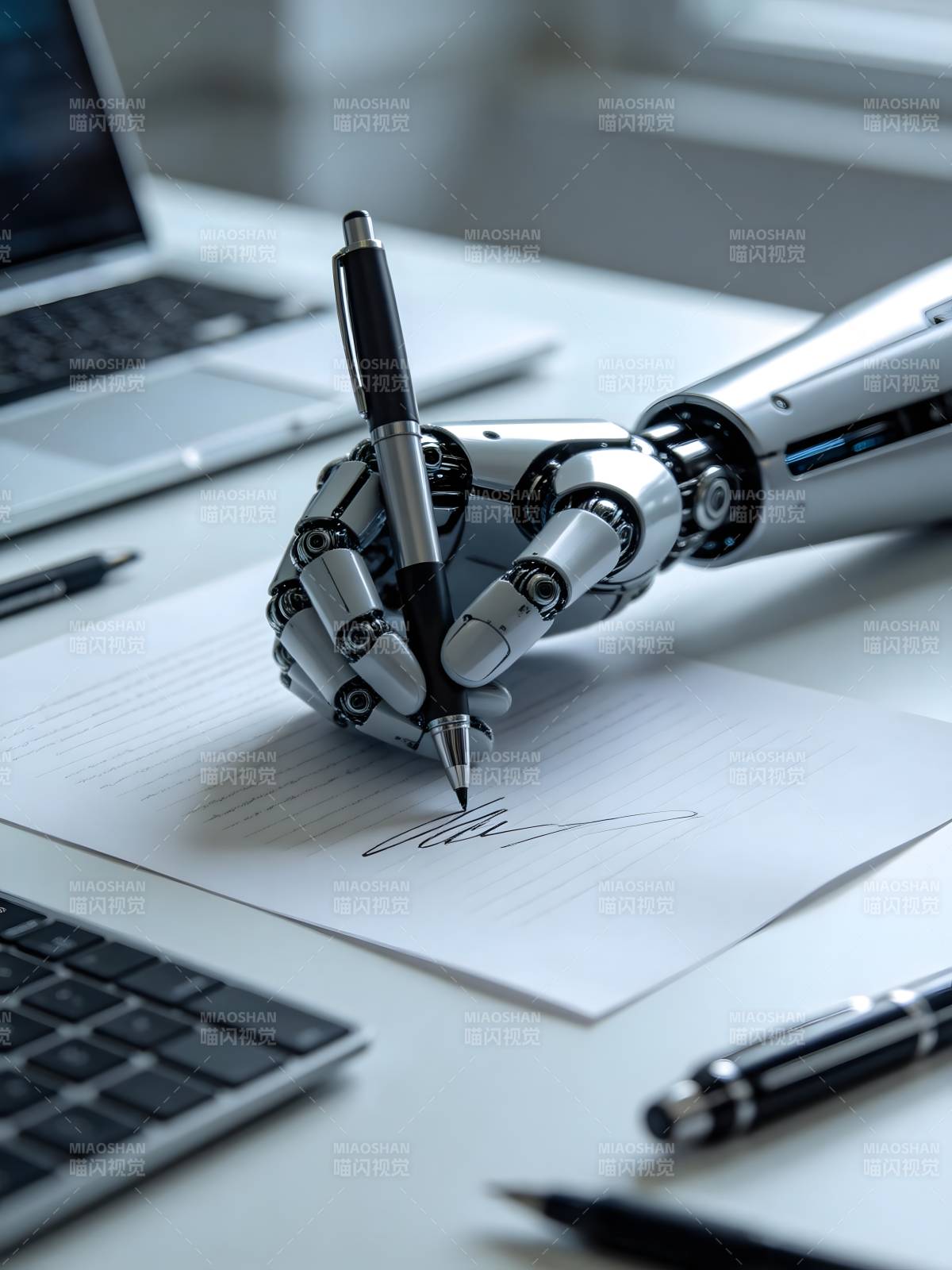 机器人签署文件图片