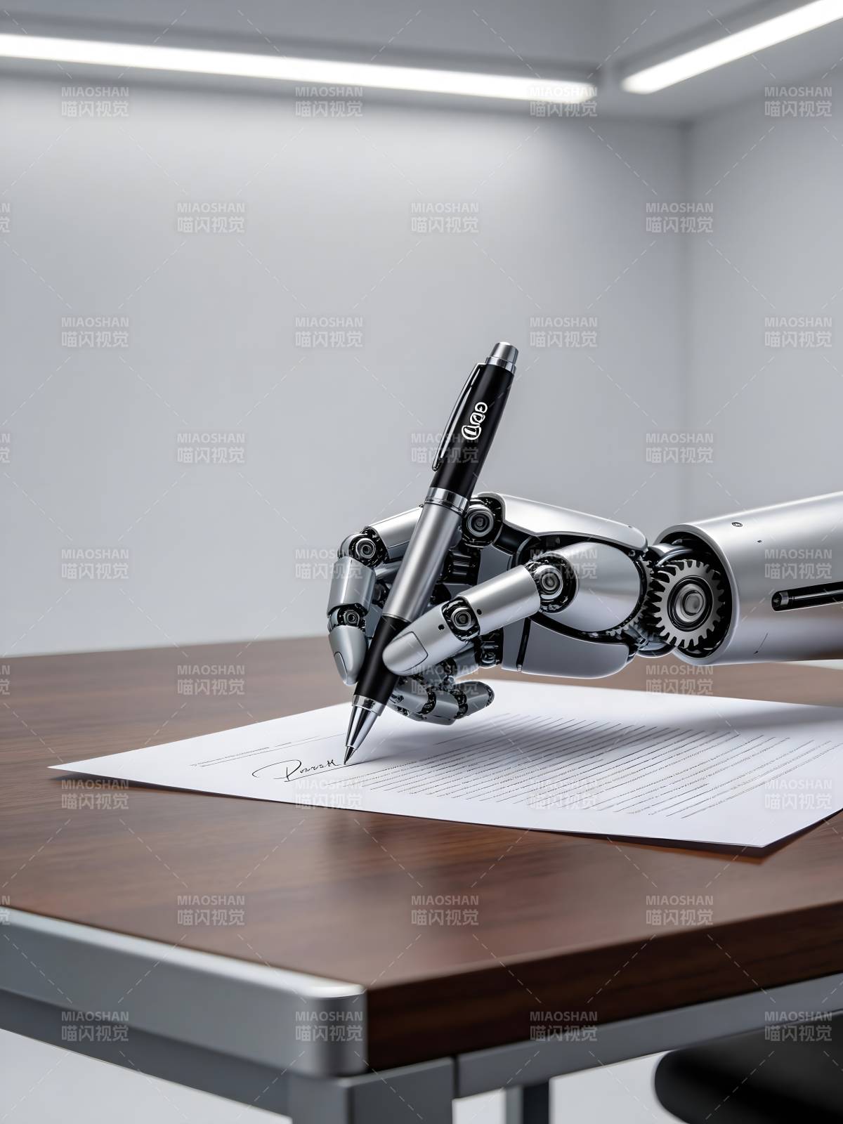 机器人签署文件图片