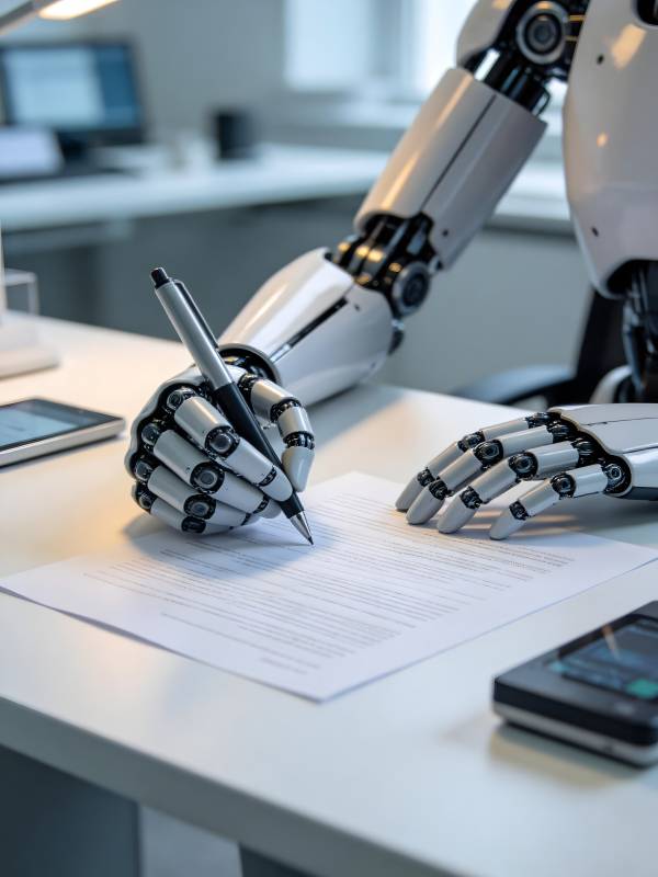 机器人签署文件图片