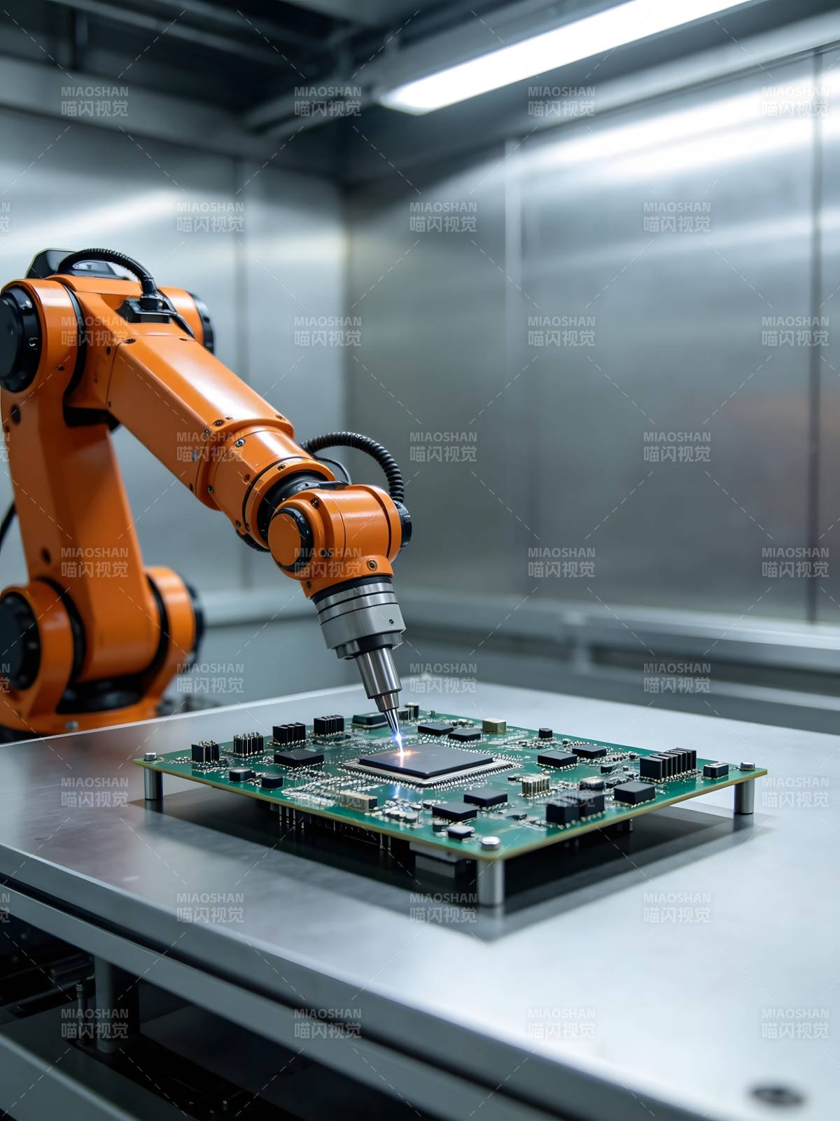 机械臂精密装配电路板图片