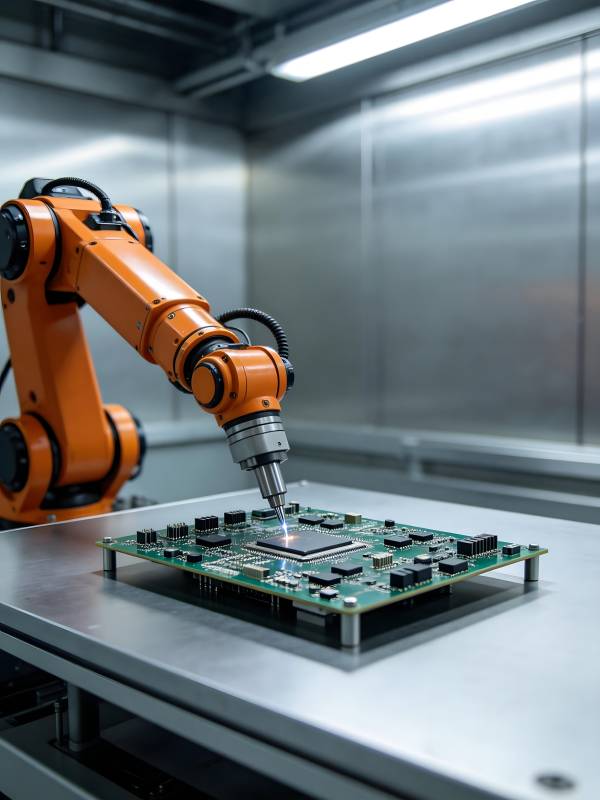 机械臂精密装配电路板图片