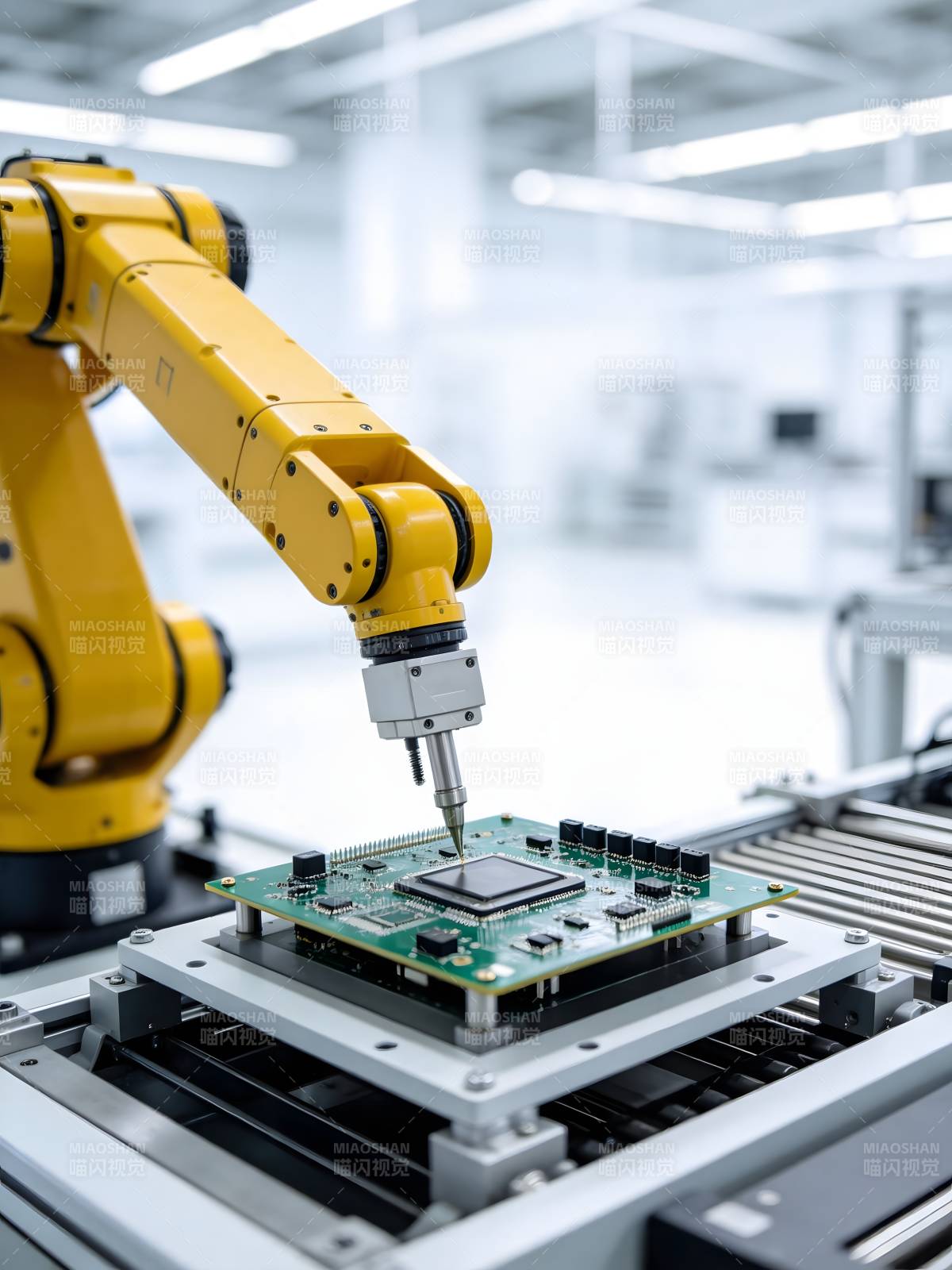 机械臂精准装配电路板图片
