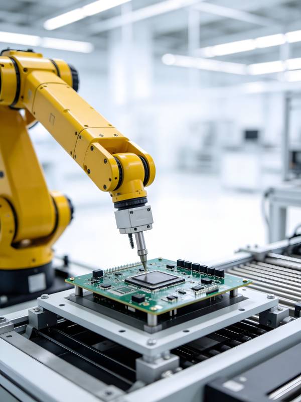机械臂精准装配电路板图片