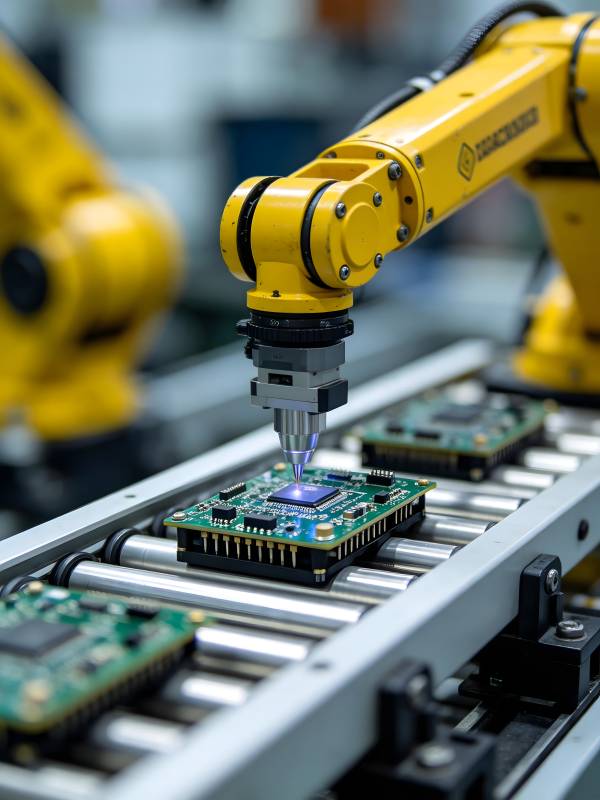 机械臂精准装配电路板图片