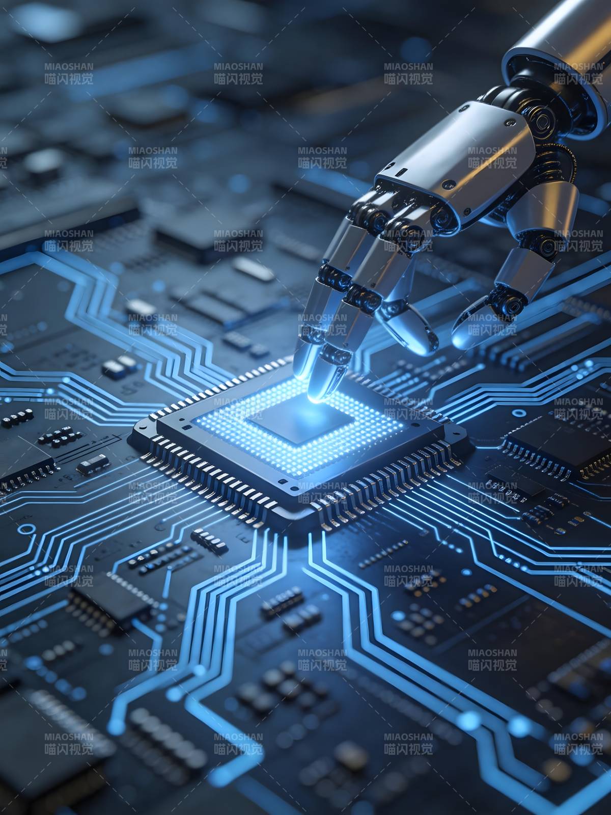 机械手触碰芯片 科技未来图片