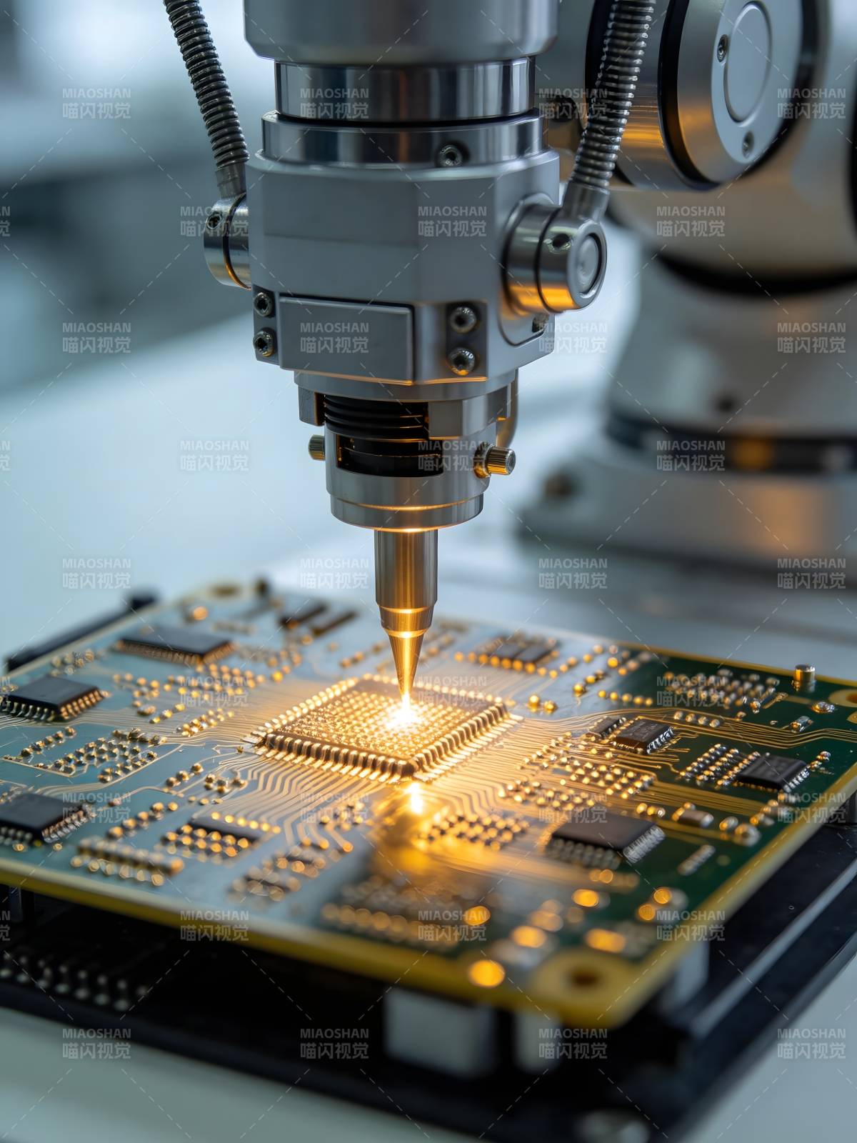 精密机械臂焊接电路板图片