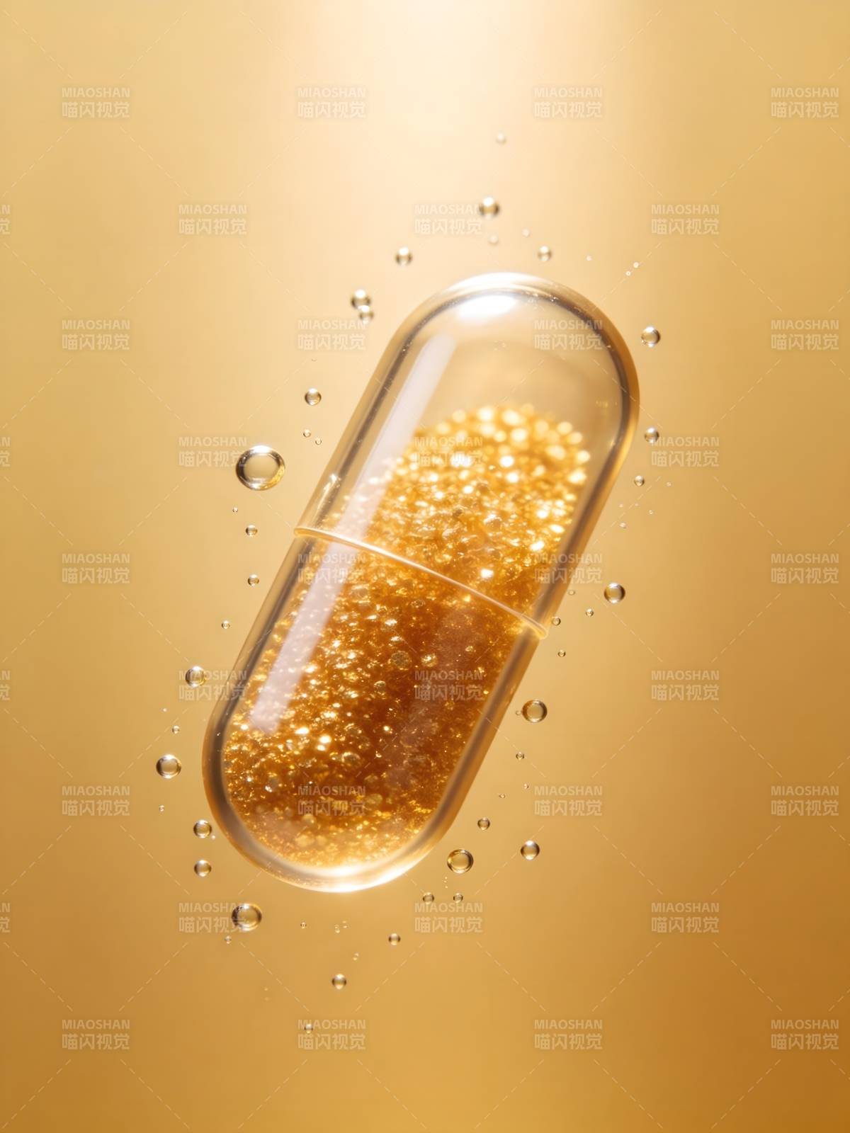 金光胶囊 气泡环绕闪耀图片