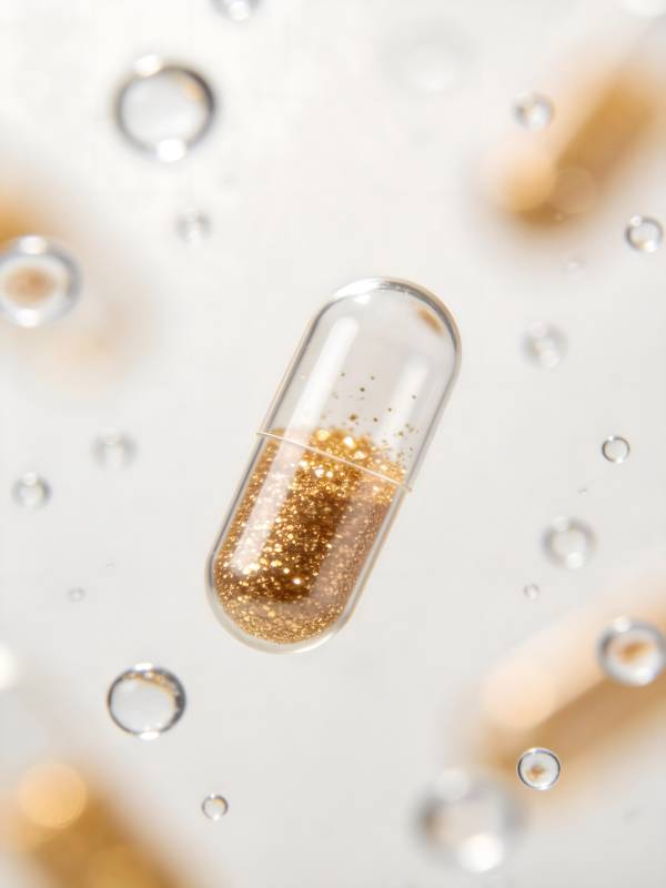 金粉胶囊 水滴环绕图片