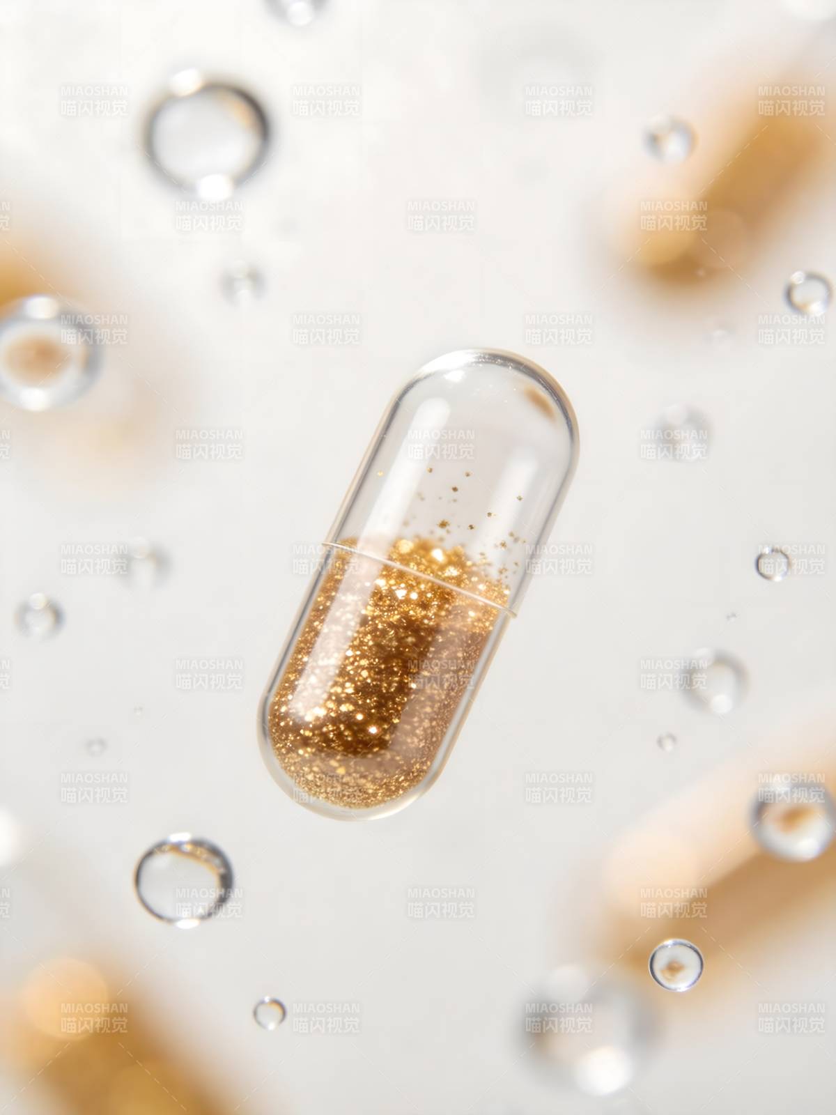 金粉胶囊 水滴环绕图片