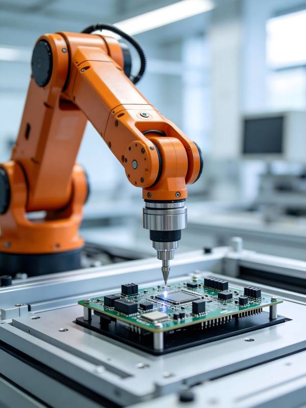 橙臂机器人精焊电路板图片