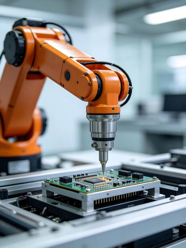 橙臂机器人精准焊接电路板图片