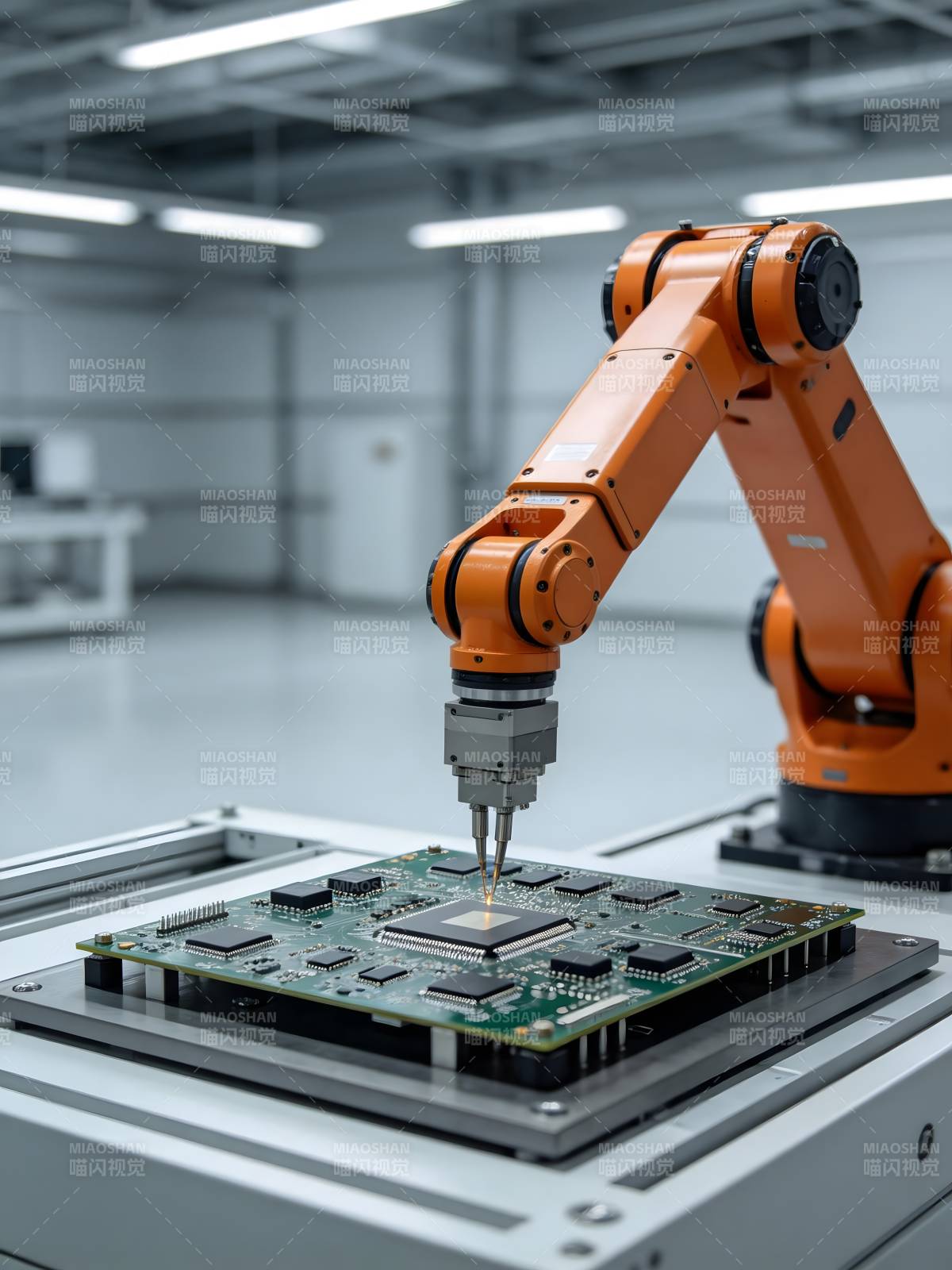 机械臂精准装配电路板图片