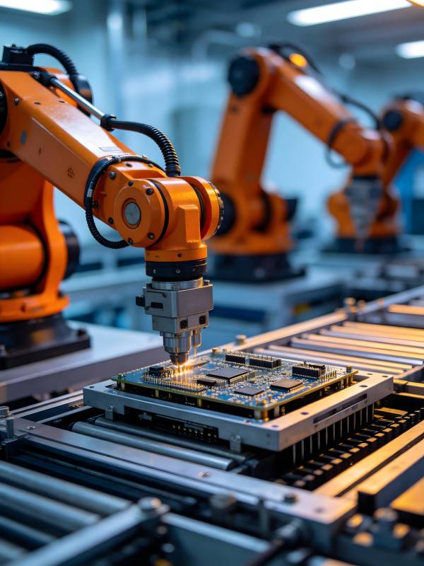 智能机械臂精密装配芯片图片