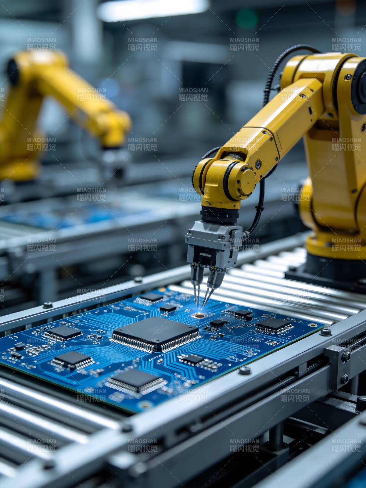 智能机械臂组装电路板图片