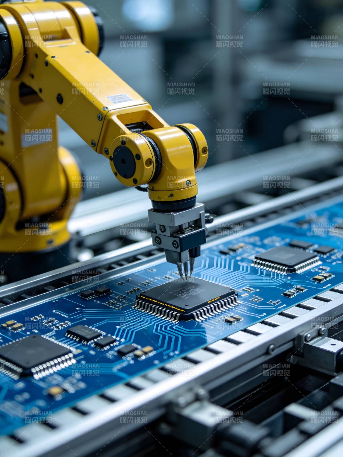 机械臂精准装配电路板图片