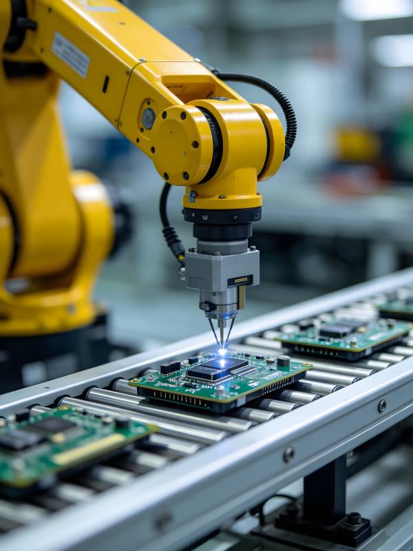 机械臂精准装配电路板图片