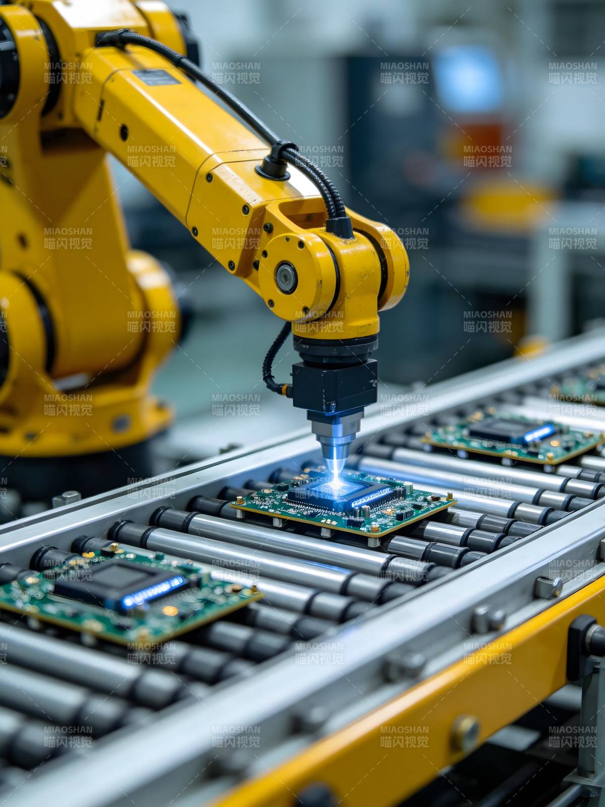 机械臂精准装配电路板图片