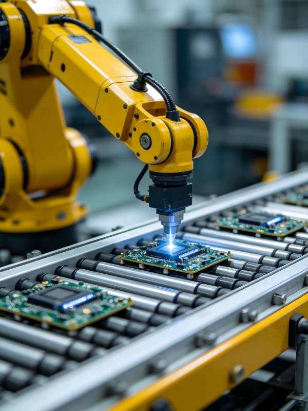 机械臂精准装配电路板图片