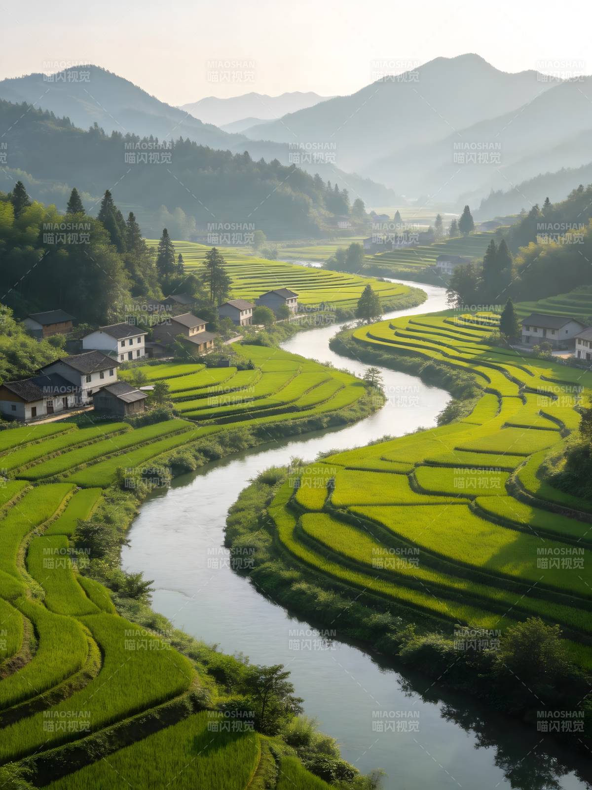 青山绿水绕梯田图片