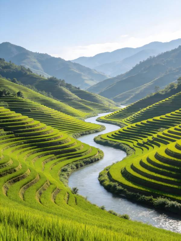 青山梯田绕碧流图片